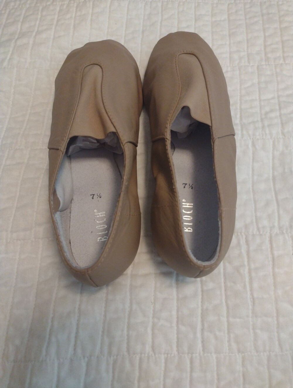 NEW Bloch Ladies 7.5 Super Jazz Slip On Jazz Shoes Tan Genuine Leather Dance - Picture 8 of 8